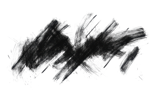 Dark scribbles create abstract forms on a white background showcasing dynamic movement and contrast in an artistic expression