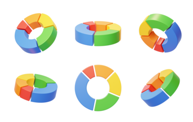 Pie chart Data share visualization statistics 3D