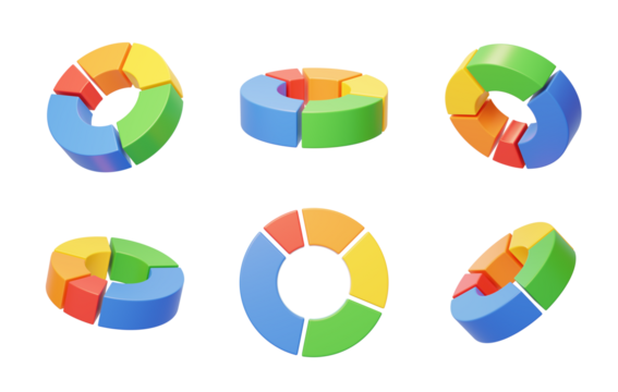 Pie chart Data share visualization statistics 3D
