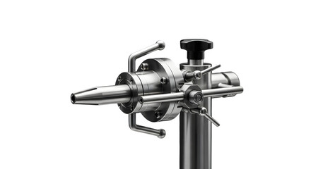 Metal industrial machine tool isolated on transparent background for manufacturing