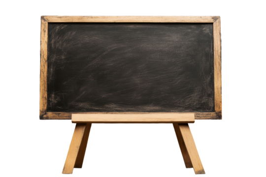 Easel board with a wooden frame isolated on a transparent background ideal for artistic presentations and educational settings at any time of the day
