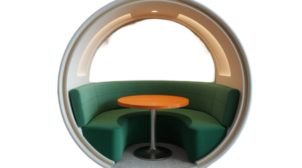 Modern Enclosed Circular Booth with Round Table for Collaborative Workspaces