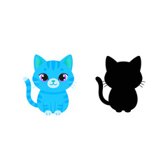 cat illustration vector with silhoutte