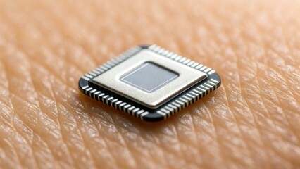 Close-up View of a Smart Sensor Applied on Human Skin Surface