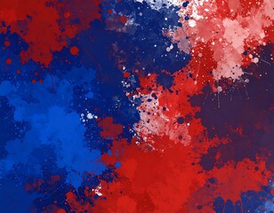 Abstract splatter of red and blue paint