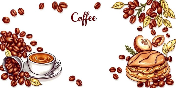 Hand-drawn coffee shop menu design featuring coffee beans, pastries, and cafe elements,   bakery illustration,  illustration - Powered by Adobe