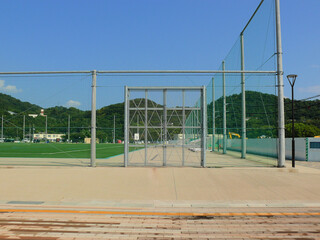 A view of one of the entrance gate to the soccer field.
This ground is located inside the public sports park.