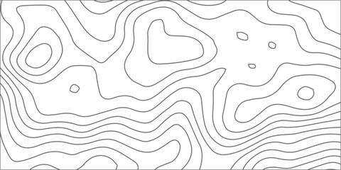 Seamless topography contour map abstract pattern with mountain elevation relief lines, terrain background, black and white design