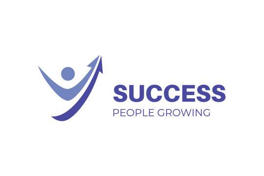 People Growth, Success  Logo Icon Design with Abstract Human and Arrow Symbol for Career Development, Coaching, and Business Brand Identity