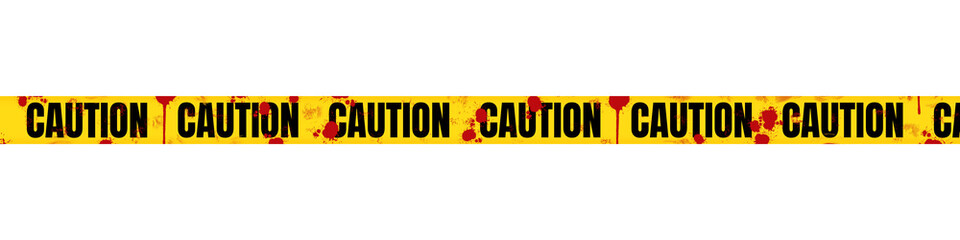 Bloody Caution Tape for Horror and Crime Scene Design - Isolated on Transparent Background