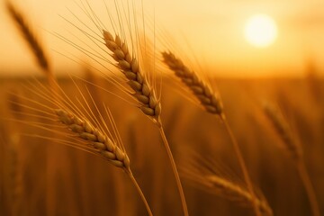 Golden Grain: Whisps of wheat swaying gently in the sun's embrace, exuding warmth and evoking the feeling of a bountiful harvest.
