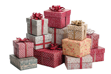 Obraz premium stack of gift boxes isolated on white background holiday shopping