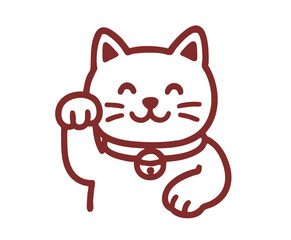 Maneki Neko Lucky Cat Illustration, Japanese Good Fortune Symbol