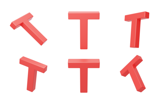 English Letter T Spelling language 3D