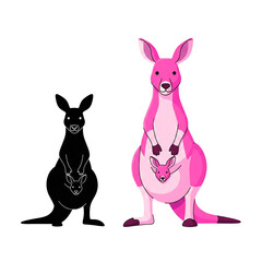 vector illustration of a kangaroo pink color