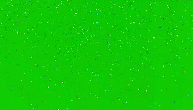 Colorful confetti scattered on a vibrant green background