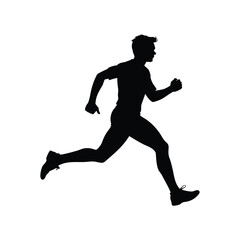 Silhouette of a man running at full speed in a competition, person jogging on silhouette vector illustration