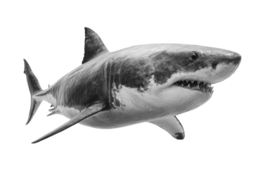 A large shark is swimming in the ocean