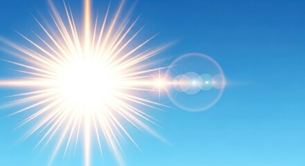 Obraz premium Radiant Sunburst Against Azure Sky with Lens Flare Effect