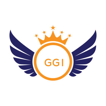 GGI Winged Crown Company logo. GGI Luxury Royal Company logo design for entrepreneur and business. GGI Brand Identity best icon.
