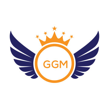 GGM Winged Crown Company logo. GGM Luxury Royal Company logo design for entrepreneur and business. GGM Brand Identity best icon.
