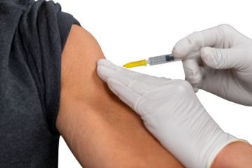 A person is getting a shot in their arm