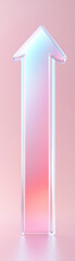 Bar chart with arrow up icon isolated on pink