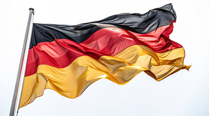 German national flag waving against a clear sky background symbolizing unity and pride in Germany