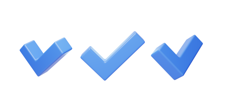 No-scratch mark symbol confirmation completed approval checkmark 3D
