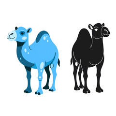 vector illustration of a camel with blue color