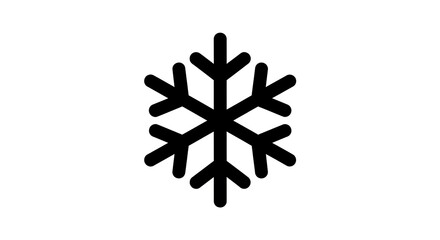 Black snowflake graphic on white background