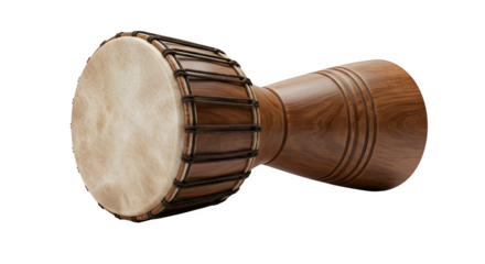 Brown drum features leather membrane against black. Use for cultural content, advertising, or musical projects.