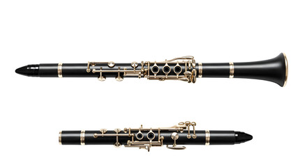 Black clarinet shines with gold accents, creating a polished look for product photography and musical instrument posters.