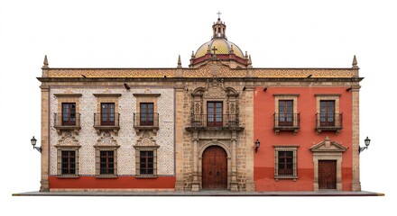 Fototapeta premium Batiment colonial majestueux lumineux architecture ancienne Mexique. AI Generated