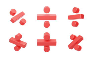 No-keying marker symbol addition, subtraction, multiplication, division operations division sign 3D
