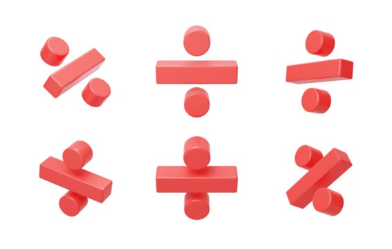 No-keying marker symbol addition, subtraction, multiplication, division operations division sign 3D
