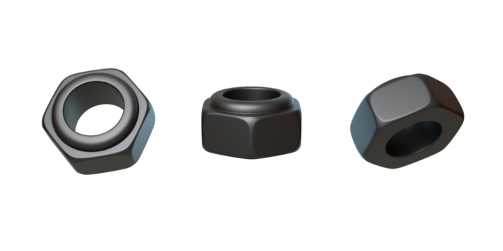 Hardware tools essential nuts for mechanical manufacturing 3D