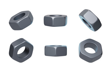Hardware tools essential nuts for mechanical manufacturing 3D