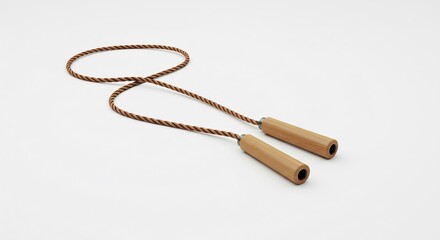 Corde a sauter bois clair eclairage doux minimaliste. AI Generated