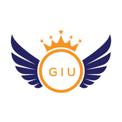 GIU Winged Crown Company logo. GIU Luxury Royal Company logo design for entrepreneur and business. GIU Brand Identity best icon.
