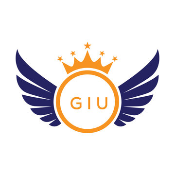 GIU Winged Crown Company logo. GIU Luxury Royal Company logo design for entrepreneur and business. GIU Brand Identity best icon.
