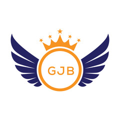 GJB Winged Crown Company logo. GJB Luxury Royal Company logo design for entrepreneur and business. GJB Brand Identity best icon.
