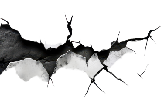 Cracked paint texture isolated on a transparent background showcasing detailed patterns of wear and decay for design and artistic applications