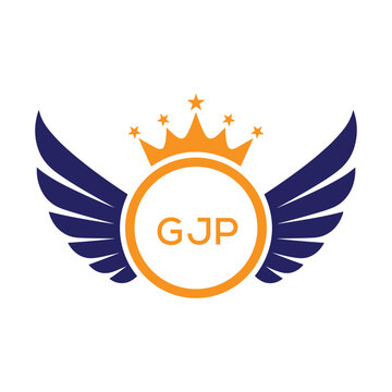 GJP Winged Crown Company logo. GJP Luxury Royal Company logo design for entrepreneur and business. GJP Brand Identity best icon.
