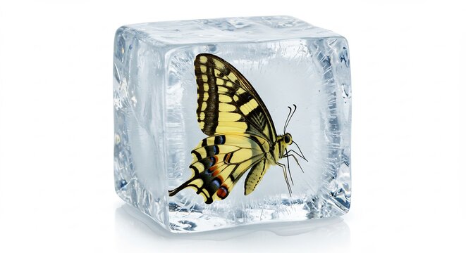 Papillon gel� glace pure lumi�re douce image saisissante. AI Generated