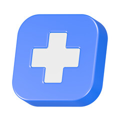 Fototapeta premium First aid kit button with a medical cross symbol and a health plus sign for web design and medical emergency illustration