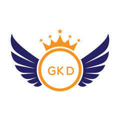 GKD Winged Crown Company logo. GKD Luxury Royal Company logo design for entrepreneur and business. GKD Brand Identity best icon.
