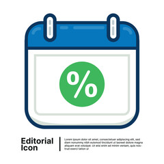 Calendar Icon with Percentage Symbol Illustrative Representation for Sales and Discounts, Editorial