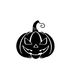 Black and white vector silhouette of a Halloween pumpkin on white background