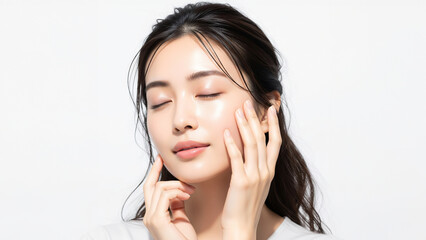 美肌：美白の日本人女性 スキンケア